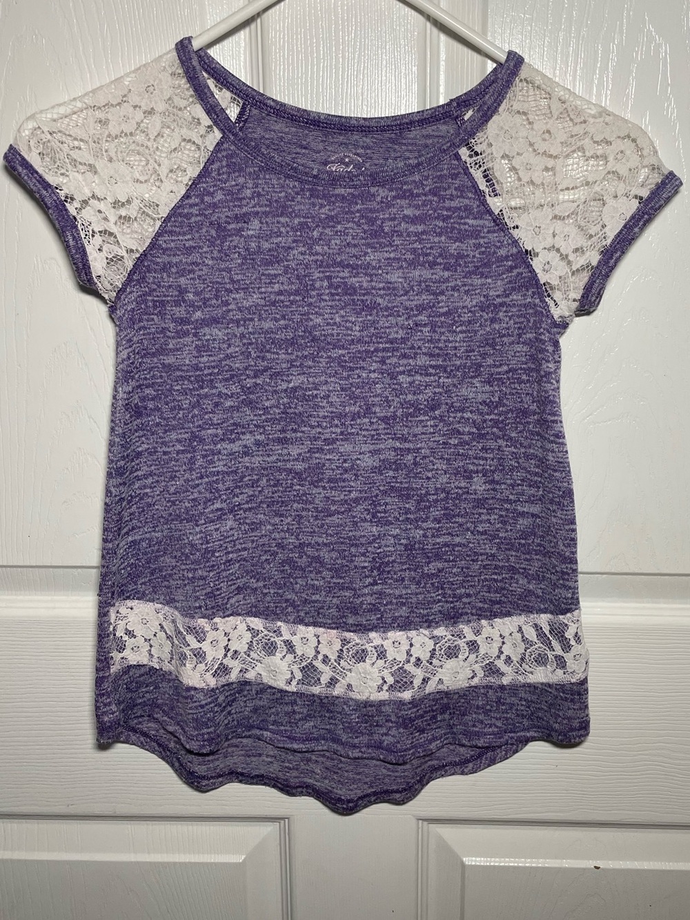 Faded Glory Purple Heather Lace Sleeve Crop Top